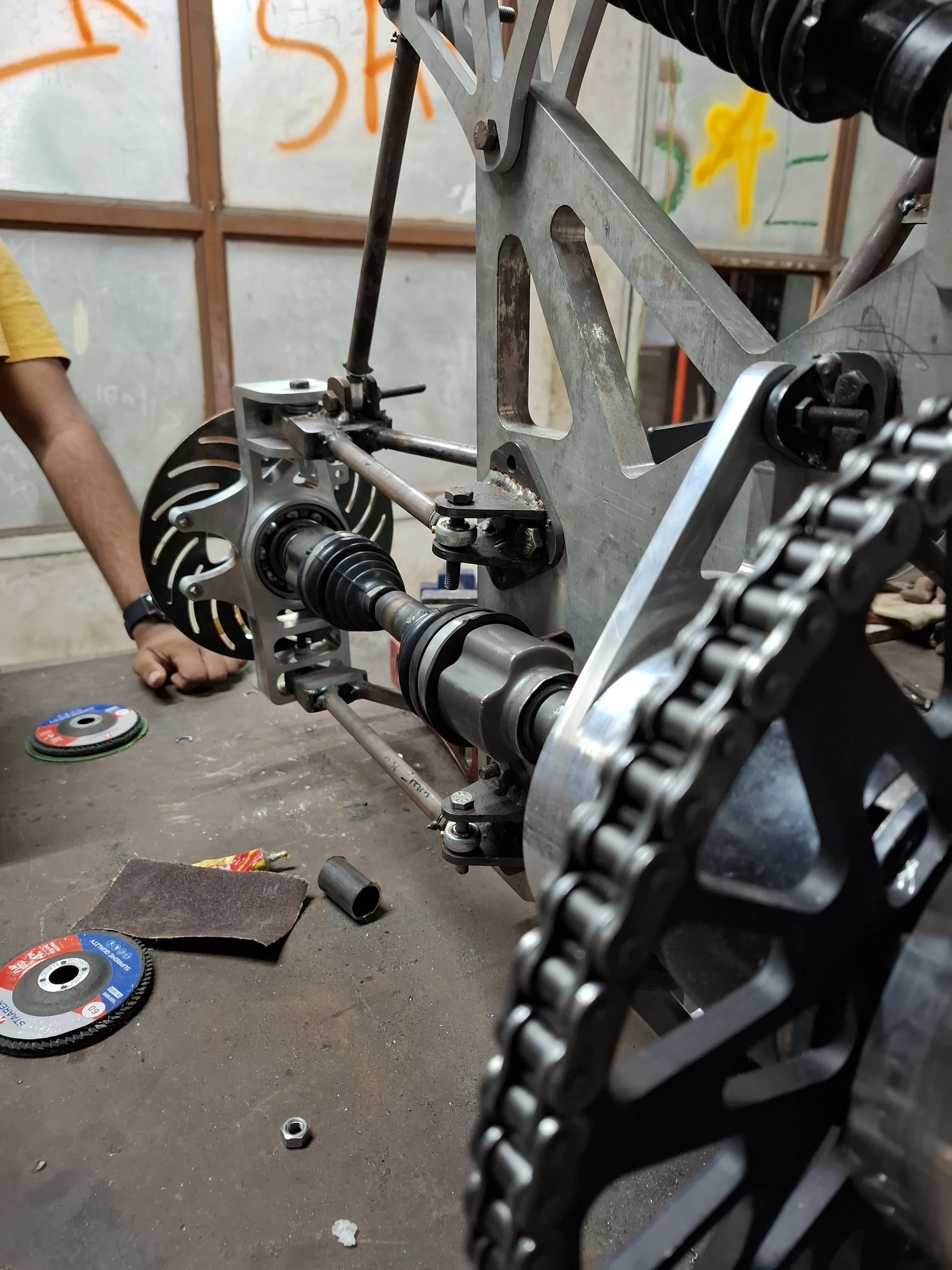 Drivetrain assembly during fabrication