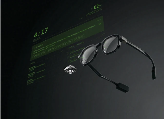 AR glasses and Murmur ring with an ambient HUD overlay