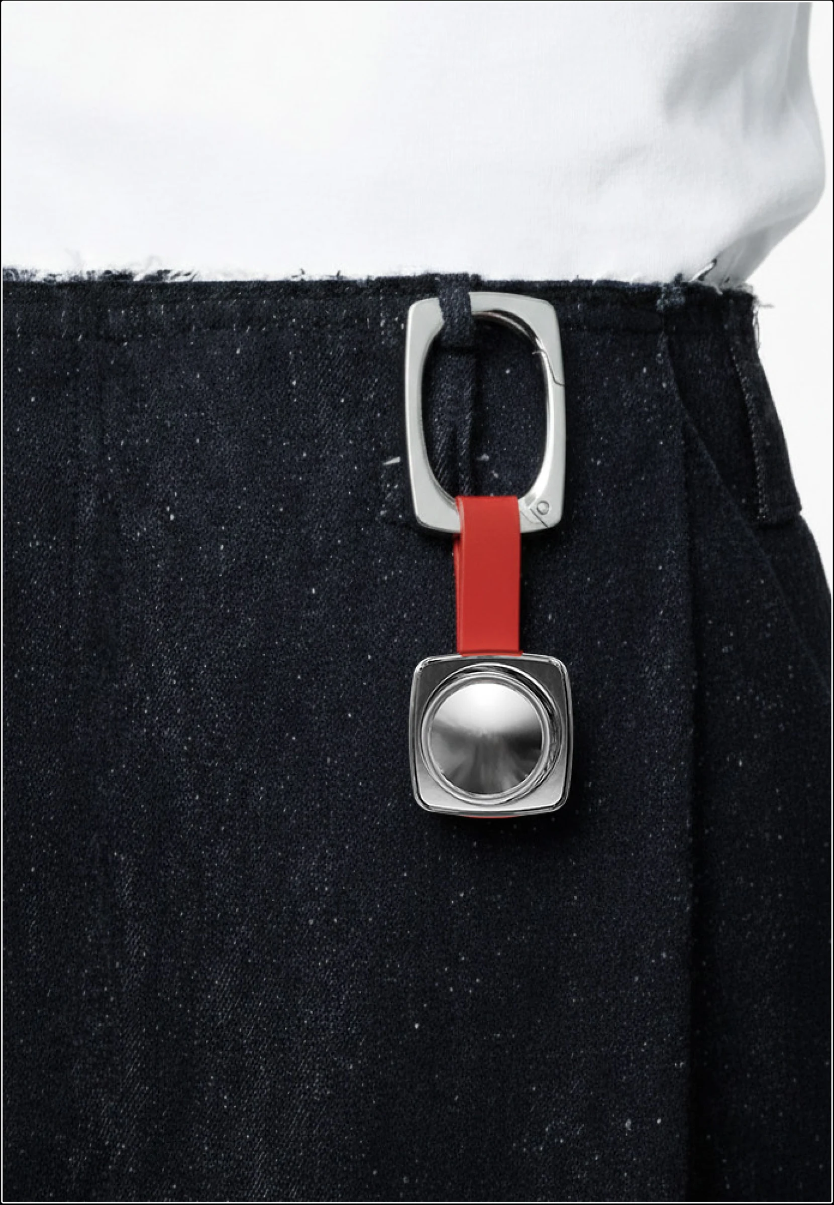 Murmur clipped to a denim belt, in-context wear shot